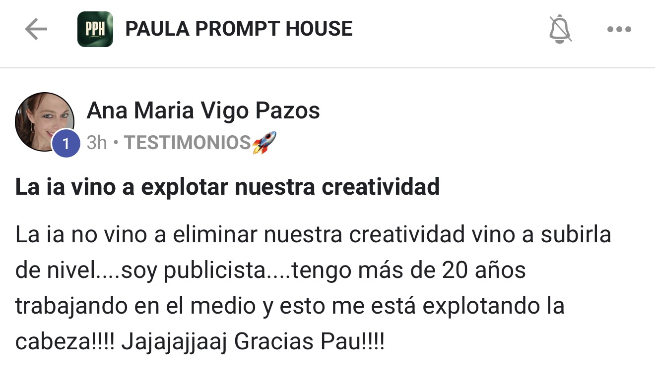 Testimonio real de Ana Maria Vigo Pazos en Paula Prompt House
