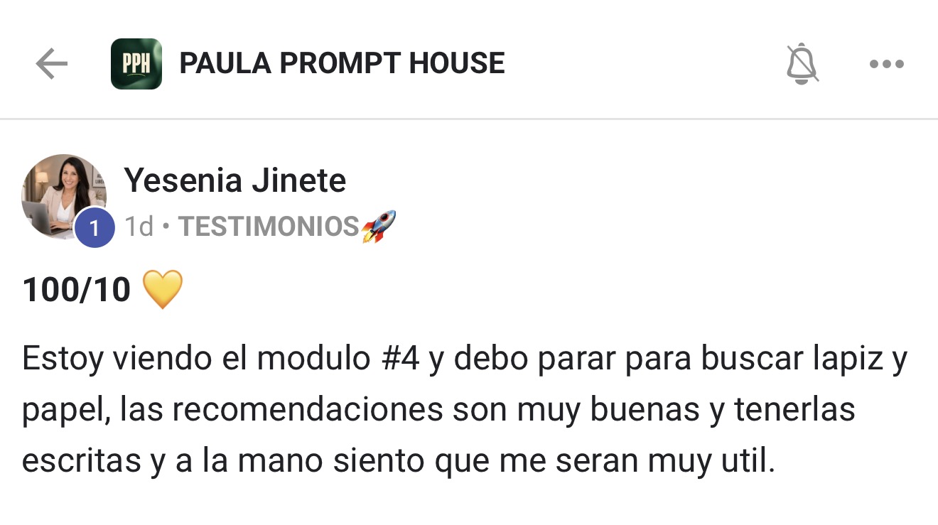 Testimonio real de Yesenia Jinete en Paula Prompt House