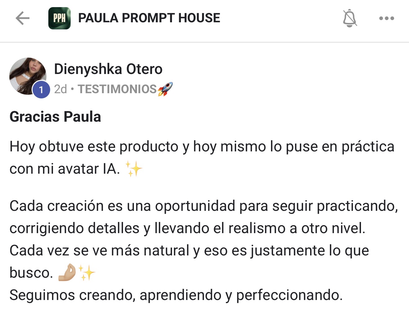 Testimonio real de Dienyshka Otero en Paula Prompt House